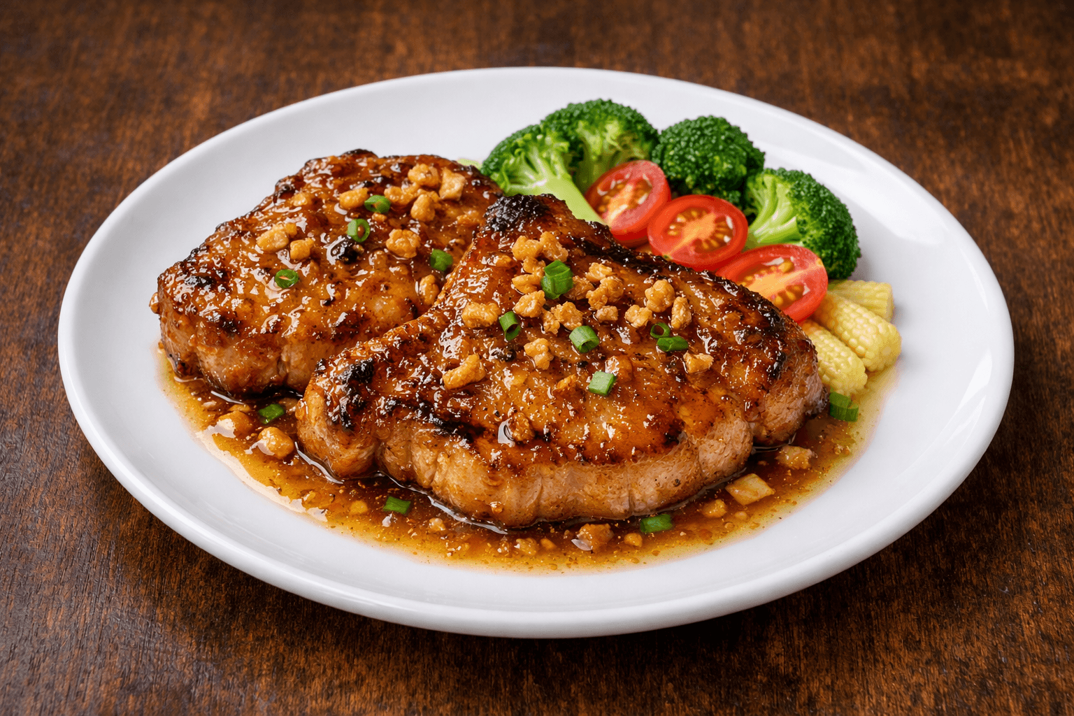 Pork Chops with Honey & Garlic