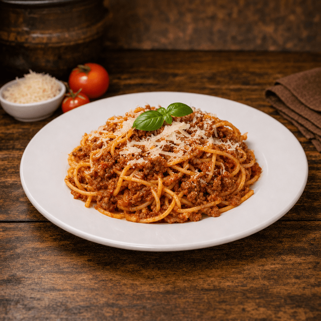Plate of spaghetti bolognese at Nghê Prana, Hội An